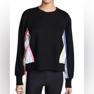 Terez Women’s NWT Colorblock Black Sweatshirt with Reflective Trim Size Small